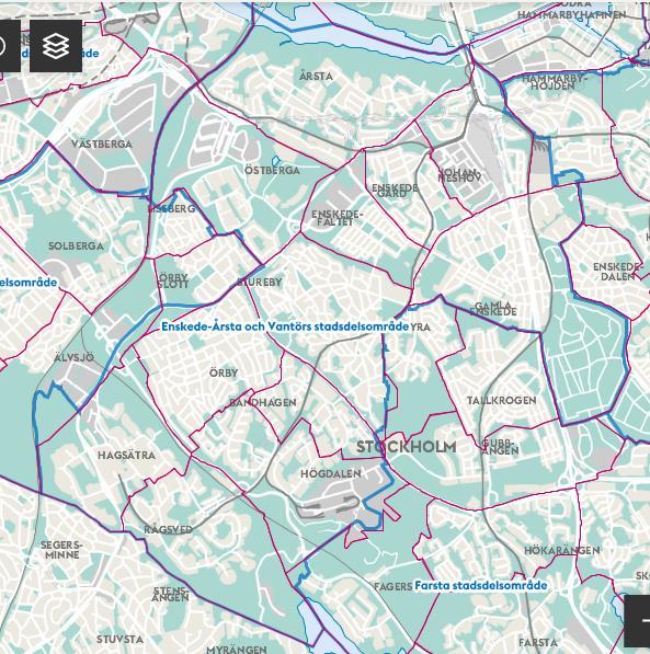 Områdesindelning - Karta Årsta Norra