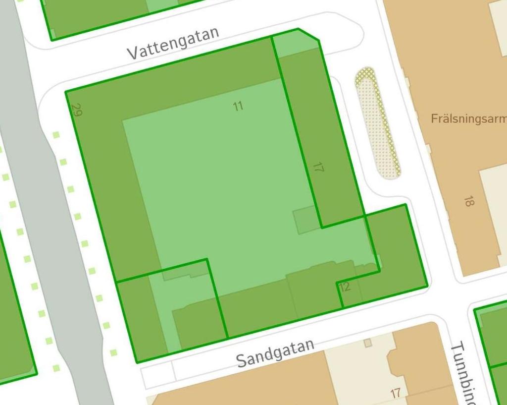 8(12) Figur 6: Grönt markerat område visar tomtindelningar. Karta: Norrköpings kommun. 3.