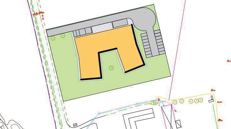 PLANBESKRIVNING SAMRÅDSHANDLING 13 (16) Teknisk försörjning Vatten- och spillvattenledning Transformatorstation Illustration av möjlig utformning inom planområdet med en redovisning av befintliga
