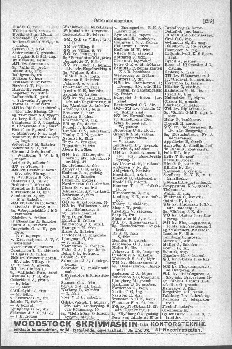 o major. Linder, 6, fru,j Nilsson';' A B, förest}'!. )<orlin S 'J..A, köpm, Nordenfelt P, ing. 'l' < Budenschlötd C T G, gen. " Sylvan O C, kapt: Söderström G. grossb, af Ugglas' K L S R, ing.