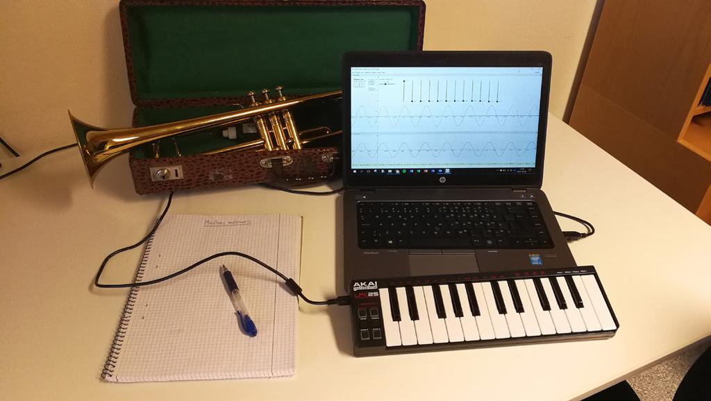 Johan Thorssell Musikens matematik Går det att lyssna på funktioner? Artikelförfattaren har använt akustiska instrument och syntar i gymnasiets matematik för att introducera Fourieranalys.