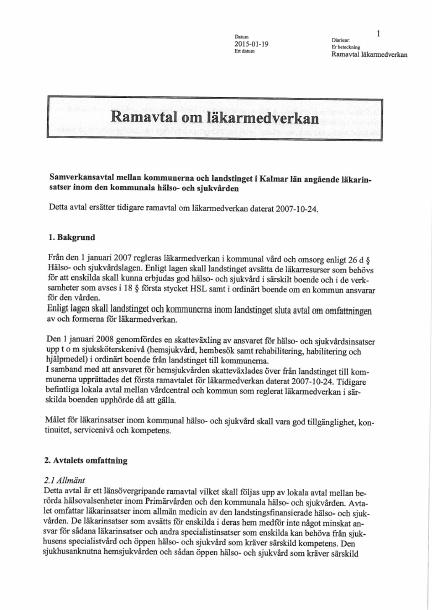 Revidering hemsjukvårdsavtalet efter utvärdering 2011