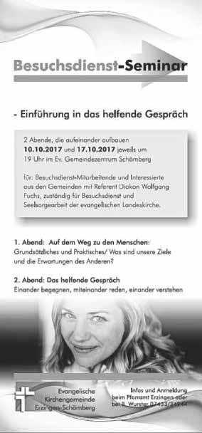 8 Amtsblatt Nr. 40 vom 4. Oktober 2017 Nr. 40 vom 4. Oktober 2017 Amtsblatt 9 Evangelische Kirchengemeinde Täbingen - - Zimmern u. d.