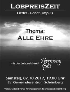 de Internet: www.kirchengemeinde.taebingen.de Gemeindebüro: Di 14.00 16.30 Uhr Do 14.00 16.30 Uhr E-Mail: pfarramt.taebingen@elkw.de Donnerstag, 5 Oktober 2017 18.30 Uhr Mädchenjungschar: Was ist es?