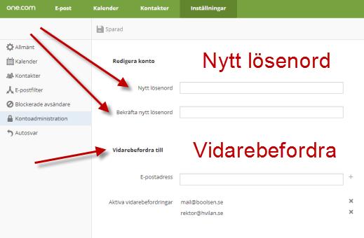 Vid första inloggningen så bör man byta lösenordet.