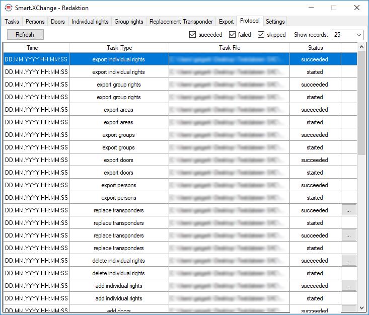 6 Protokoll 31 / 36 Register Protocol 6 Protokoll I programmets protokoll kan du kontrollera programmets händelser och processer. Vissa händelser beskrivs detaljerat. Denna beskrivning kan visas. 1.