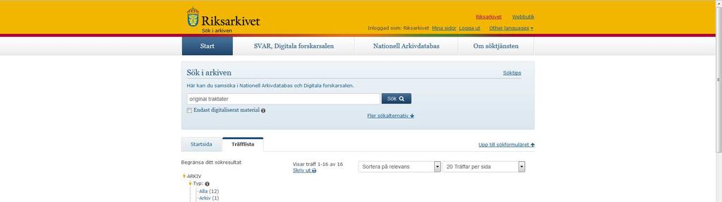 NAD Nationell Arkiv Databas Riksarkivet samt andra arkiv i Sveriges information om arkiv och arkivbildare Tar emot leveranser av information