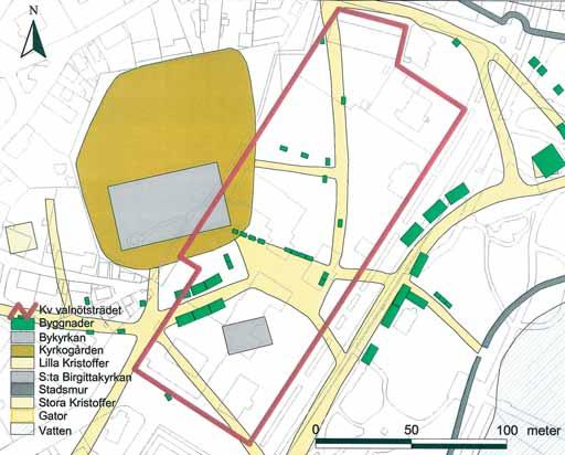 Kort historik Kv Valnötsträdet Mitt i nuvarande kvarteret Valnötsträdet låg på medeltiden stadens torg.