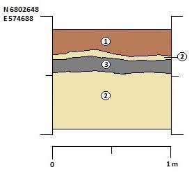 Sektion 7. Schakt 32 1. Matjord 2. Ljus gulgrå 3.