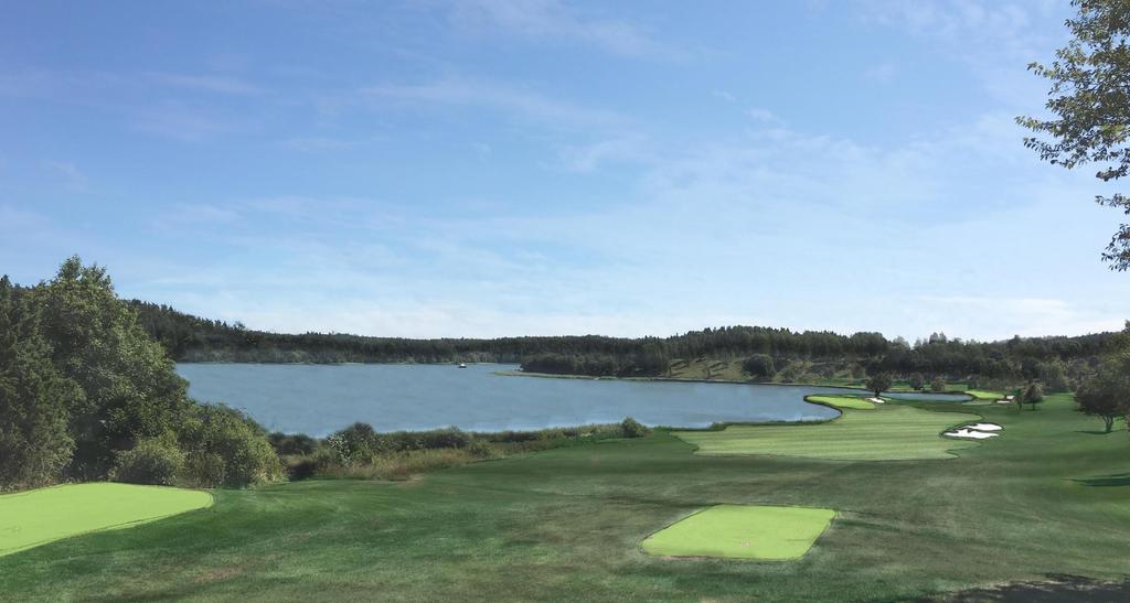ÖKAD VATTENKONTAKT Dagens 12:a, 16 in nya planen Fairway breddas ut till vattenkanten.