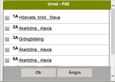 Och i nästa dialog Välj bort alla fält Inga av fälten är därefter