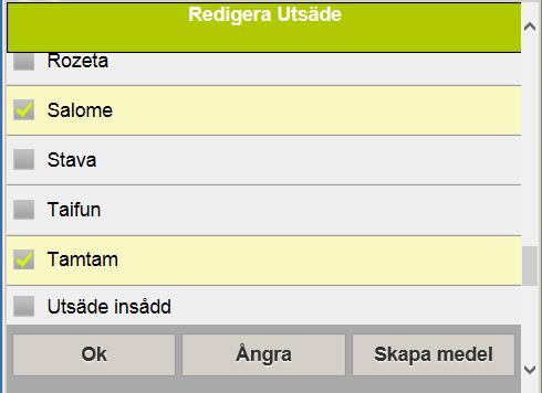 Registret som visas nu är ditt gårdsregiester över utsädessorter. Bocka för en eller fler utsädessorter som du skall så i denna körning.