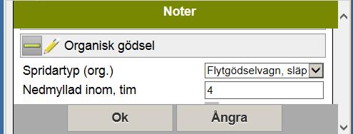 Bocka för den gödseltyp du kört, godkänn med OK.