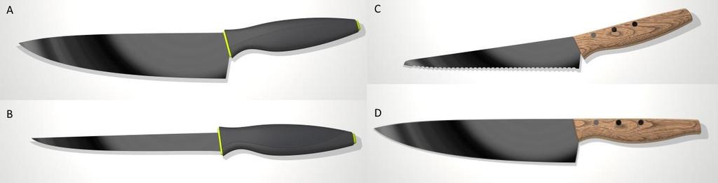 Figur 36 Renderingar av koncept A, B, C och D. Prototyper tillverkades sedan av Mora of Sweden.