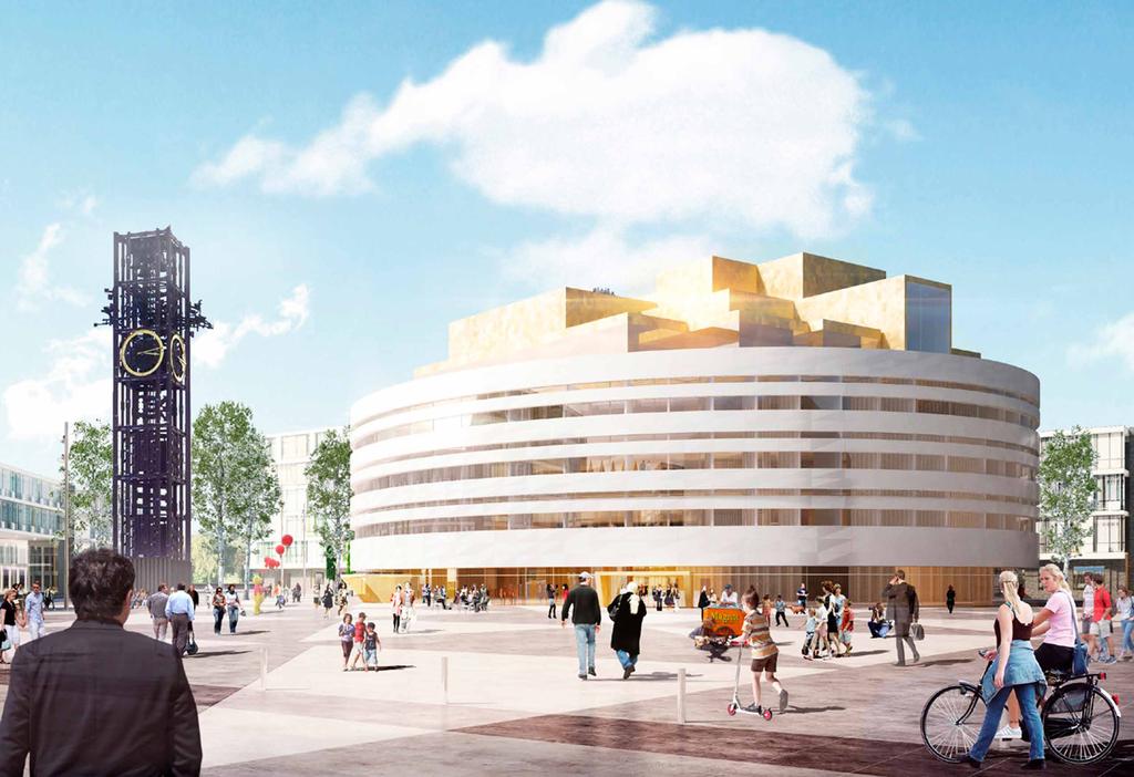 Kristallen vårt nya stadshus och länskonstmuseum Kirunas nuvarande stadshus kommer att påverkas av gruvans utbredning och blir den första större byggnad som måste ersättas med en ny.