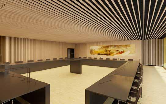 Visitors, politicians and civil servants will be able to move around and interact in the whole building and experience exciting and beautiful rooms with a view over the town and countryside.