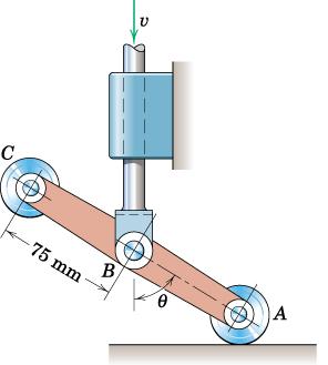 r C Figur 1.4 eometrisk konstruktion av momentancentrum. roblem 5/86 If the vertical control rod of the switching device has a downward velocity v = 0.