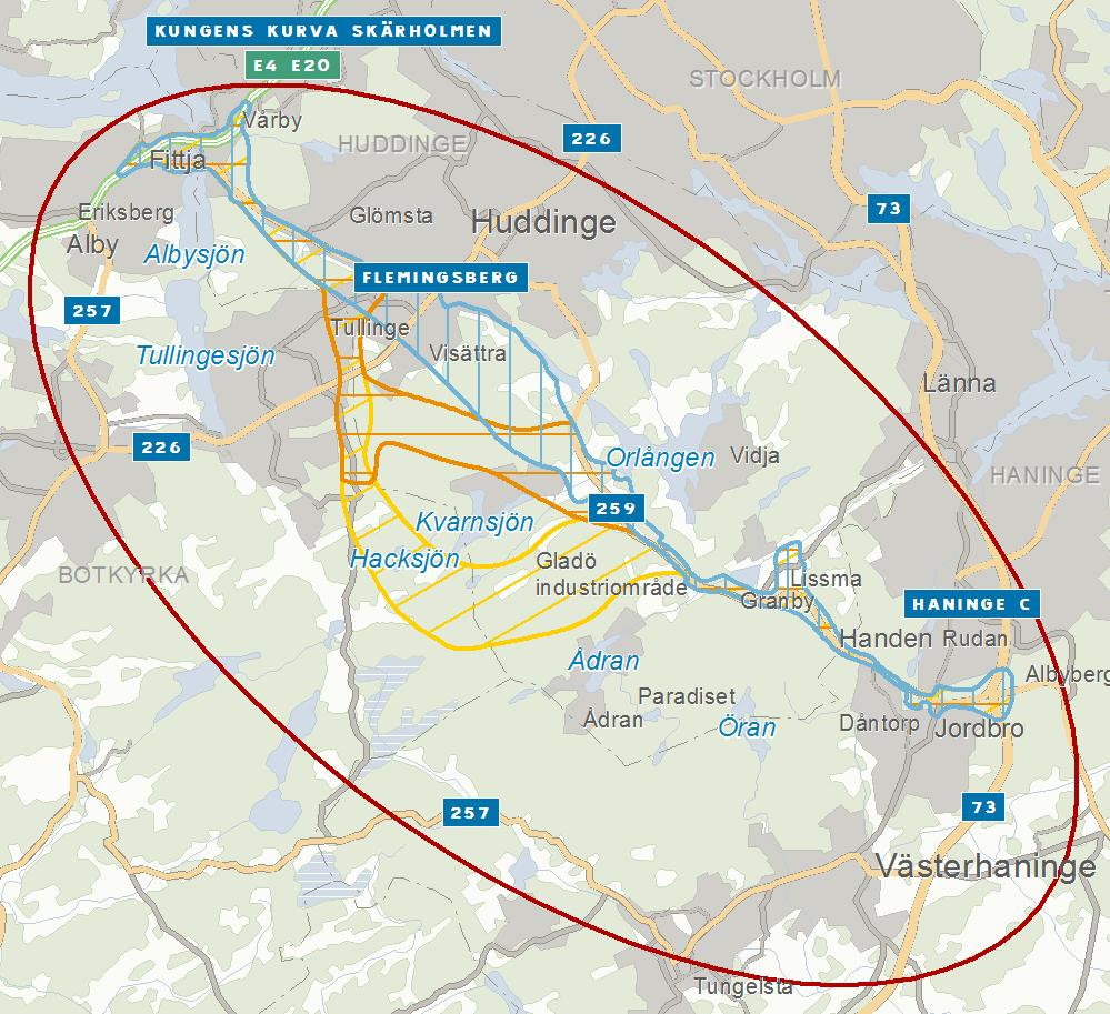 1 SAMMANFATTNING Trafikverket planerar för Tvärförbindelse Södertörn, en ny väg från E/ E20 till väg 7.