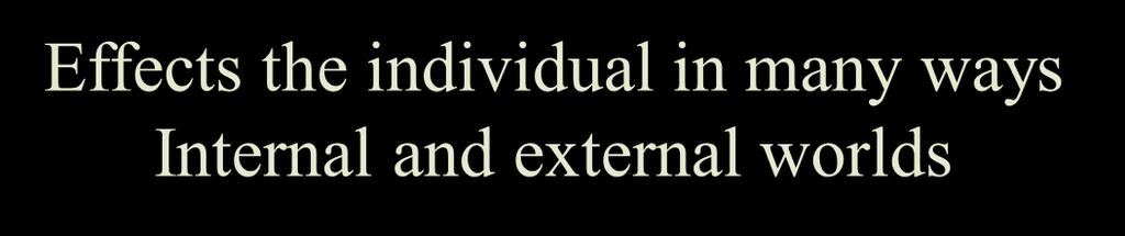 Migrationsprocess Effects the individual in many ways Internal and external worlds social