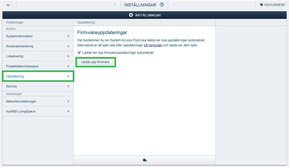11 Uppdatera mjukvaran Följ anvisningarna, själva uppdateringen av mjukvaran tar ca 10 min.