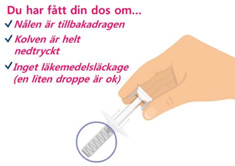 När du har injicerat Imraldi, kontrollera att nålen är tillbakadragen och kasta omedelbart den använda