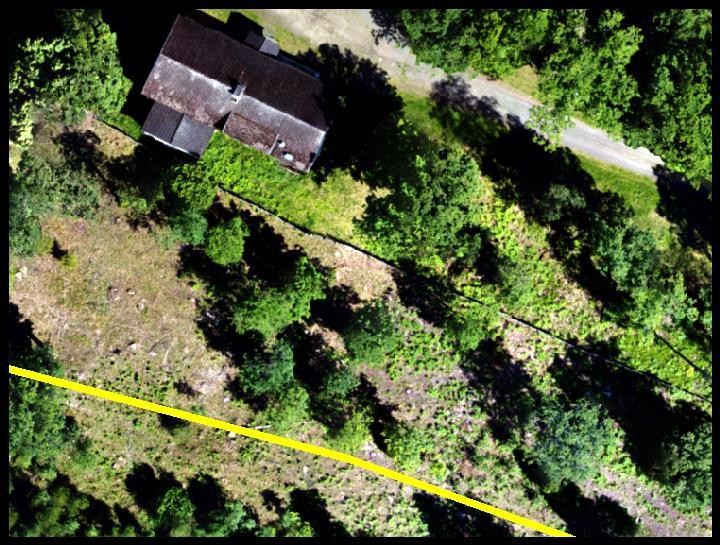Ortofoto för överföringsledning Värnamo - Bor Resultat: (forts) I o m att ortofotot är georefererat kan vi