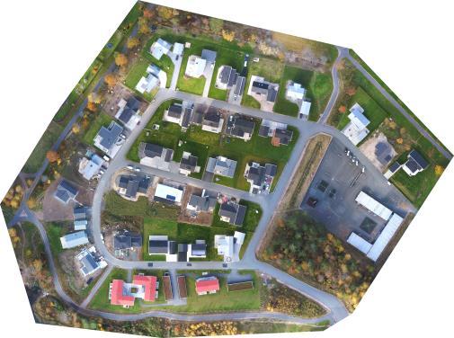 Flygning över Bolaskogen, nybyggt område i Värnamo Ortofoto från hösten 2017. Flyghöjd 75 meters. Geodetiskt inpassad. 6 st inmätta flygstöd.