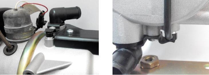 Temperatursensorn och överhettarsensorn är identiska och har varsin mikrokrets monterad inuti metallhöljena. Bild 3 sensormontering.