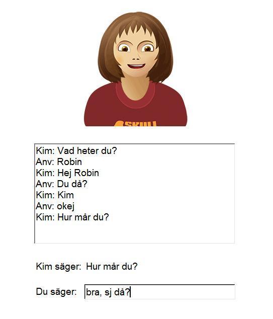 Den skrivna dialogen är en chattliknande fri konversation med agenten, se Figur 5. Den är enligt Gulz m.fl.