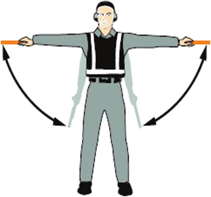 Stig (*) Sträck ut armarna och håll spadarna i 90 graders vinkel från kroppen; vänd handflatorna uppåt och för händerna uppåt.