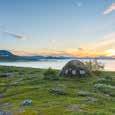 Sarek är verkligen Sveriges högland med sex toppar på över 2 000 meter. Stortoppen med sina 2 089 m ö h är högst. Renen trivs i fjällen och klarar kylan galant. 16.