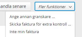 Inte min faktura och välja annan granskare. Vill du att någon tittar på din faktura kan du välja att skicka fakturan på extra kontroll, då kan en annan person titta på den men inte ändra något.