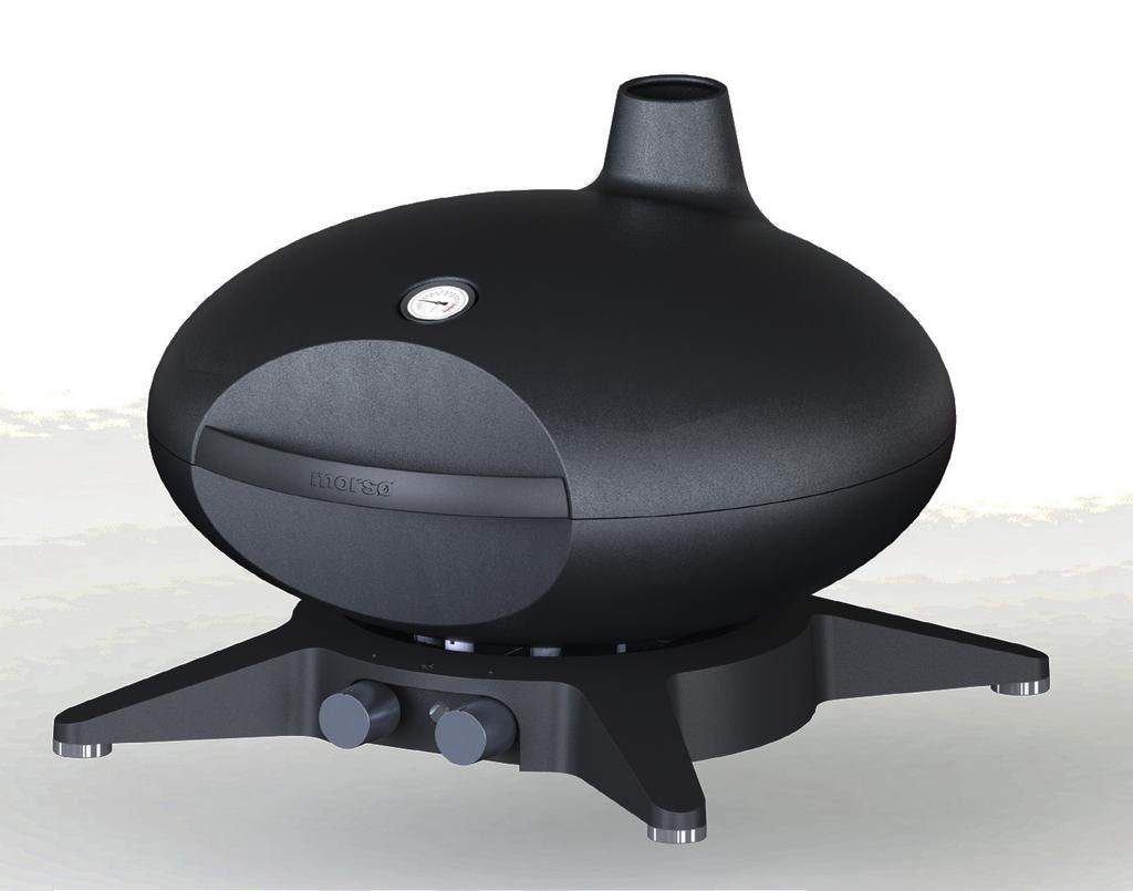 PORTABEL GASOLGRILL MORSØ FORNO GAS SQ-330 Kraftfull brännare i rostfritt stål som enkelt tänds med hjälp av en vridknapp Matlagningsyta i gjutjärn med satinerad