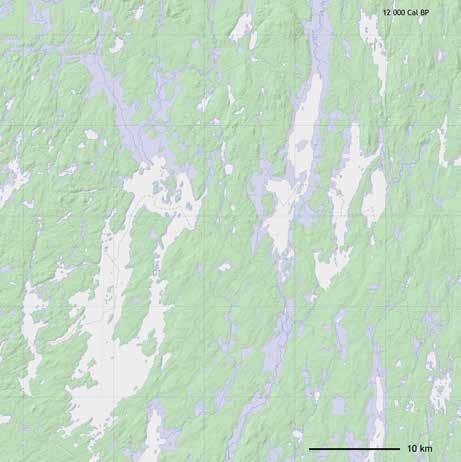 Figur 6. Bolmens utbredning enligt SGU:s strandnivåkarta cirka 10 000 f Kr. Kartan är skapad utifrån en matematisk modell av landhöjningen och den nutida topografin.