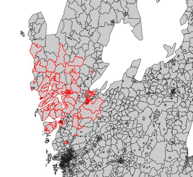 Bilaga 1 Nedan visas från vilka andra prognosområden som Torp attraherar inköpsresor och hur detta område växer med ökad viktfaktor.