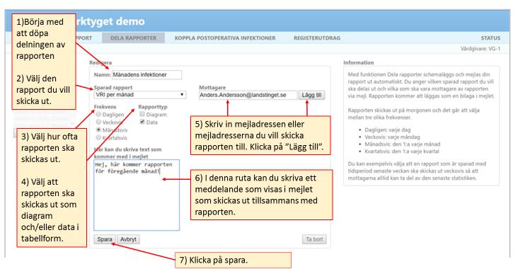 Rapporten läggs som en bilaga i mejlet i form av pdf-fil och/eller excel-fil beroende på vad du väljer.