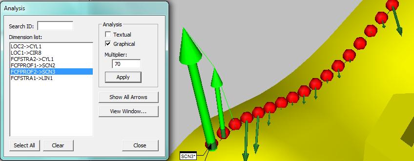 Analysvy Allmänt Insert Report command Analysis kan användas för att slå av och på visning av grafisk analys CAD-vyn.