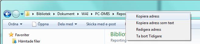 Standardvärdet pekar mot mappen med förinstallerade rapport- och etikettmallar för den aktuella versionen