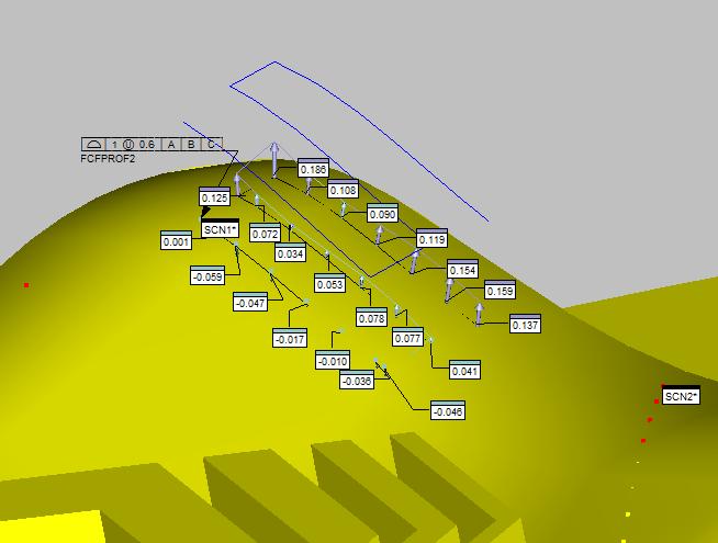 En överblick över funktionerna i PC-DMIS 2012 Rapportering på bildskärm Flera olika verktyg för att presentera resultat i CAD-vyn