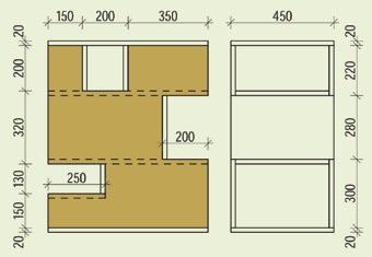 Mahtriiul on tehtud Eestis toodetavast 20 mm kasevineerist (väikese riiuli küljeplaadid võivad olla ka 12 mm).