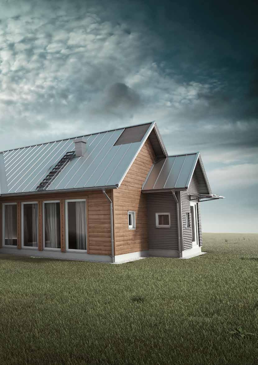 TAKGENOMFÖRINGAR Ventilationshuvar 5 Kombihuvar 6 Avloppsluftare 7 Takluckor 9 13 Övriga genomföringar 10 Tillbehör 11 11 8 12 10 1 1 Fasadplåt 2 Takgenomföring 3 Fönsterbleck 4 Vindskivebeslag
