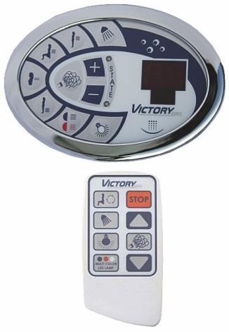CABINS - SYSTEM FEATURES SYSTEM 3 (OVS-K3) Touch display med termometer Elektronisk touch display innehåller: - Ångbastu styrning av temperaturen - LED belysning - Takdusch - Scottish massage