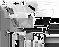 36 Stolar, säkerhetsfunktioner Fällbara säten I en del varianter kan lastutrymmet ökas genom att baksätena fälls upp. Ta bort nackskydden 3 31.