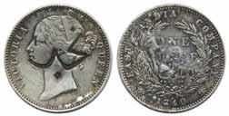 Cent 1847, ½ dollar (little verdigris), ¼ dollar and 10 cents 1883. F-XF 1.