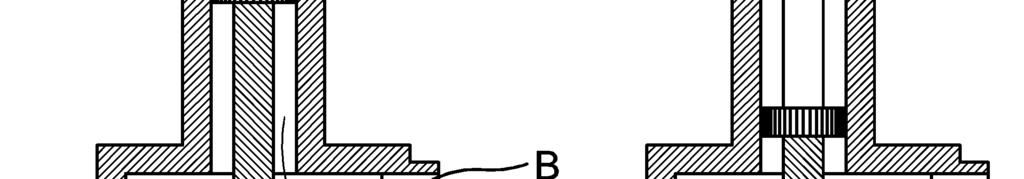 Piston descending, Figure 1: Piston A forces the fluid out through the outlet B.