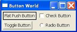 org.eclipse.swt.widgets.button SWT Button Alla typer av knappar skapas genom att använda Button klassen. Klickbar widget, skickar en notifikation när den är klickad på.