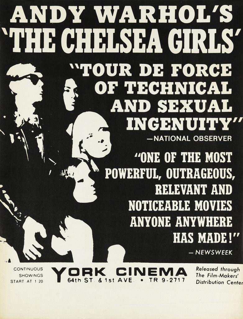 12 CHELSEA GIRLS EN FILM REGISSERAD AV ANDY WARHOL OCH PAUL MORRISSEY Andy Warhol slog igenom som bildkonstnär, men filmmediet var lika viktigt för honom.