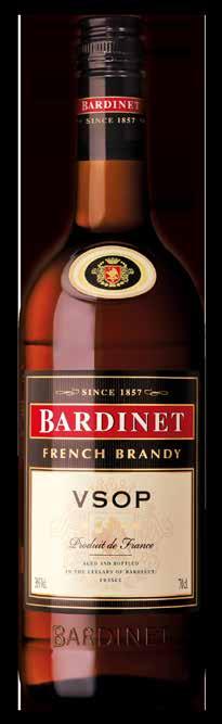 BARDINET FRENCH BRANDY VSOP 70 cl 36 Vol% Bardinet Napoleon French Brandy VSOP är vackert bärnstensfärgad och i doften finns