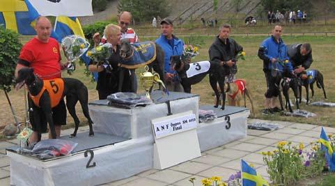 3 Saluki. Garamiyas Arraaba. Uppfödare Garamiya. Ägare Pia Höggren.VHS Sammanställt av Pia Höggren. Öppna SM. Fr. v. tvåa Jack, Peter Norevik,, 30.82, segrare Talisker, Maria Blomkvist,, 30.
