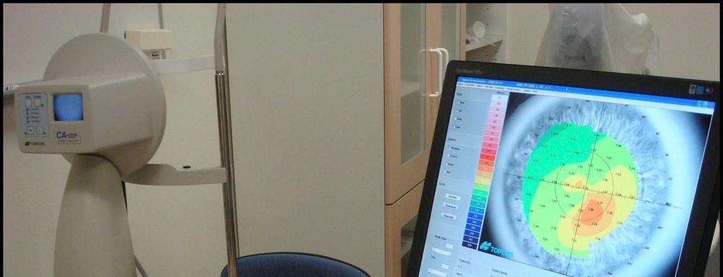 Corneal topografi Corneas form kan mätas på flera olika sätt. En keratometer (även kallad oftalmometer) är det instrument som används mest världen över.